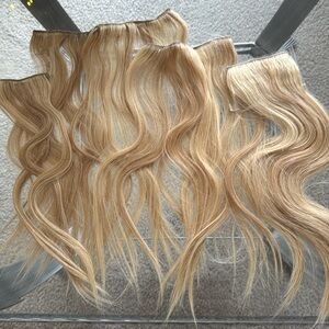 Human Hair Clips Blonde Hair Extensions